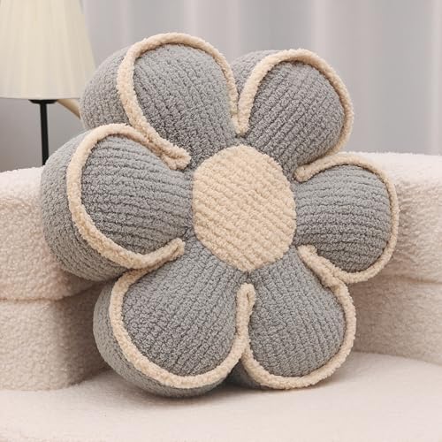 Nmkopzy Gray Flower Pillow Decorative Preppy Throw Pillows 16" Cute