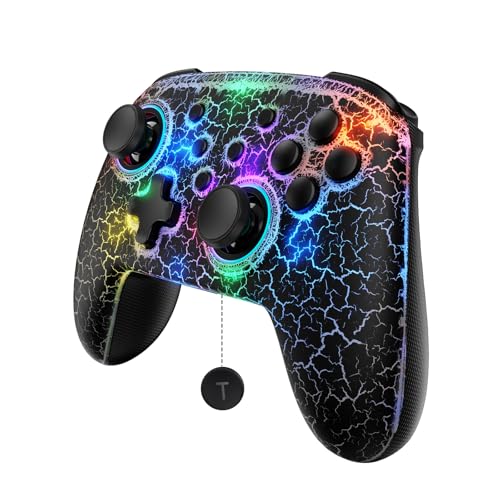 Image of NexiGo Hall Effect Wireless Controller (No Deadzone) for Switch 2 and Switch, Controllers for Nintendo Switch, Bluetooth Switch Controller, Turbo and LED Light (Lightstorm)
