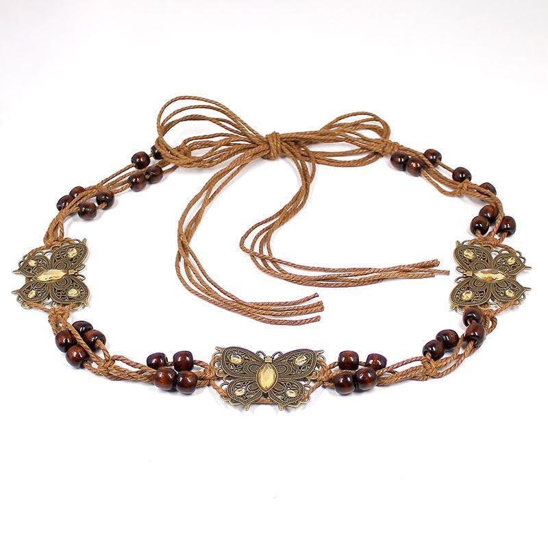 Vanrose Jan Bohemian Womens Woven Belt Braided Waistband Wax Rope Skirt Dress Decorative Tassel Belts4