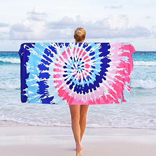 Pknoclan ビーチタオル 大判 80×150cm、カラフル バスタオル、速乾・超吸水・防砂・軽量・コンパクト・柔らかい ・スーパーソフト・薄手・持ち運びやすい、海水浴 プール 旅行 温泉 お湯、ビーチブランケット ビーチマット スイムタオル、渦巻き柄