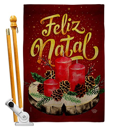 Ornament Collection Vela Feliz Navidad House Flag Set Wintertime Christmas Santa Marry Xmas Present Reindeer Season Snow Decoration Banner Small Garden Yard Gift Double-Sided, Made in USA