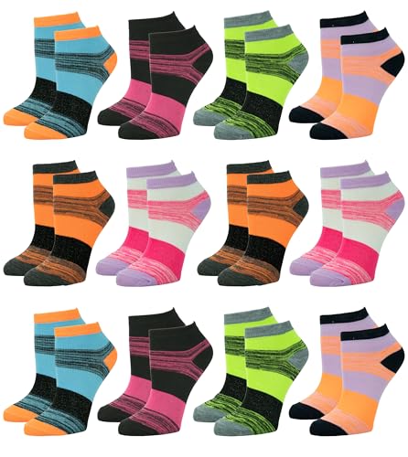 Image of Gelante 12-Pair Women's Ankle Socks, Colorful Comfortable Lightweight Breathable Athletic