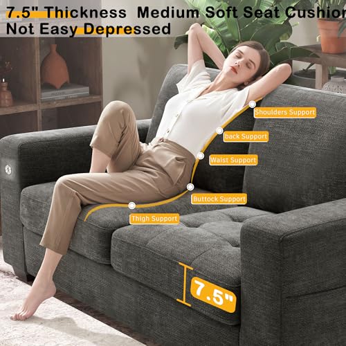Image of Hanherry 70 inch Sofa for Living Room, Modern Comfy Couch with Medium Firm Seat Cushion, Removable Cover,Wide Armrest,USB /Type-C Port,Chenille Fabric Couches for Small Space,Apartment