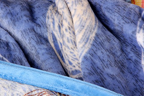 Dada Bedding Stylish Swirly Painting Silky Soft Flannel Faux Mink Fleece Throw Blanket - Bright Vibrant Abstract Multi Colorful Navy Blue Yellow White Print - 66" X 90" #TOP6