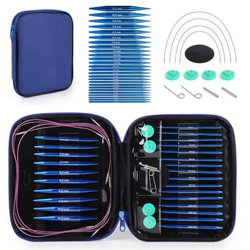 Interchangeable Circular Knitting Needles Set, 13...