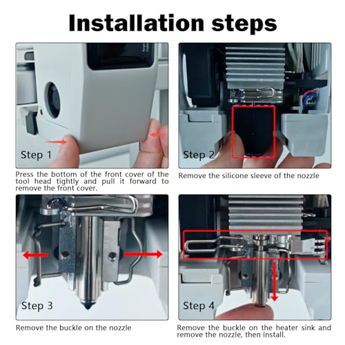 HzdaDeve 3PK 0.4MM 0.6MM 0.8MM Integrierte gehärtete Stahldüsen für Kobra X Combo Quick-Swap High Flow High Speed Throat Tube Düsen Druckkopf Hot End für Anycubic 3D-Drucker