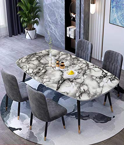 Image of Yancorp White Gray Wallpaper Marble Easily Removable Countertops Grey Wallpaper Film Self-Adhesive Wallpaper Peel and Stick Backsplash Vinyl Kitchen Shelf Liner (White Black, 16 inchx394 inch)