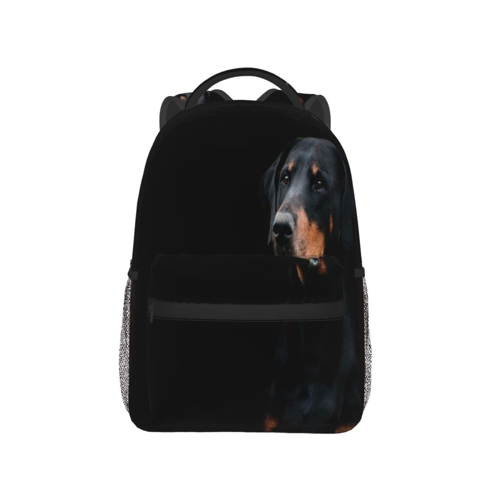 Zaino casual Doberman Pinscher Animali domestici Cani Cani neri Doberman Classic Bookbag Borsa da scuola resistente all'acqua Zaino casual con tasche laterali