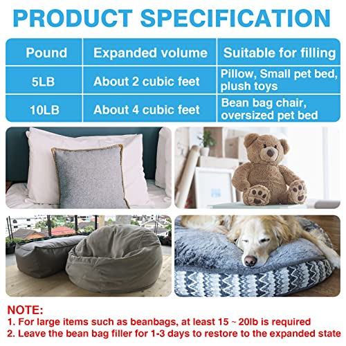 حشو ميموري فوم ناعم فاخر من اكوستوب، 5 باوند، متعدد الالوان، مقاس L، للجنسين، لكراسي بين باج والوسائد واسرة الكلاب والعائلات التي لديها أطفال صغار و/أو حيوانات أليفة