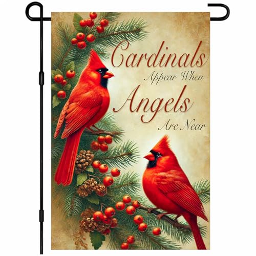 Image of BlissYard Christmas Red Bird Garden Flag 12x18 Inch Polyester