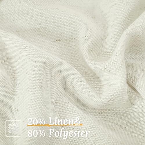 Image of LAMIT Cream Linen Curtains 54 Inch Length 2 Panels, Light Filtering Faux Linen Textured Panels Rod Pocket Neutral Privacy Drapes for Window /Loft Room /Bedroom, 42 x 54 Inch