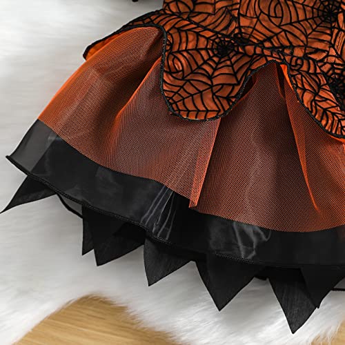 Wybzd Toddler Girl Witch Costume Bat Spider Baby Halloween Outfit Mesh Tutu Dress Little Kids Cute Clothes (Orange&Black,6-12 Months) #TOP6