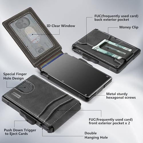Image of umoven Wallet for Men - with Money Clip Slim Leather Slots Credit Card Holder RFID Blocking Bifold Minimalist Wallet
