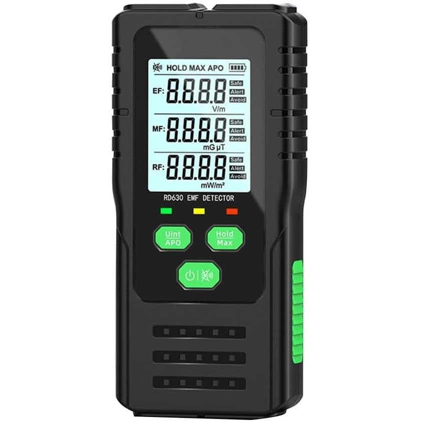 Advanced EMF Detector for Home and Personal Use - Measures Electric Fields, Magnetic Fields, and RF Radiation with High Accuracy - Portable, User-Friendly Design with Clear Digital Display
