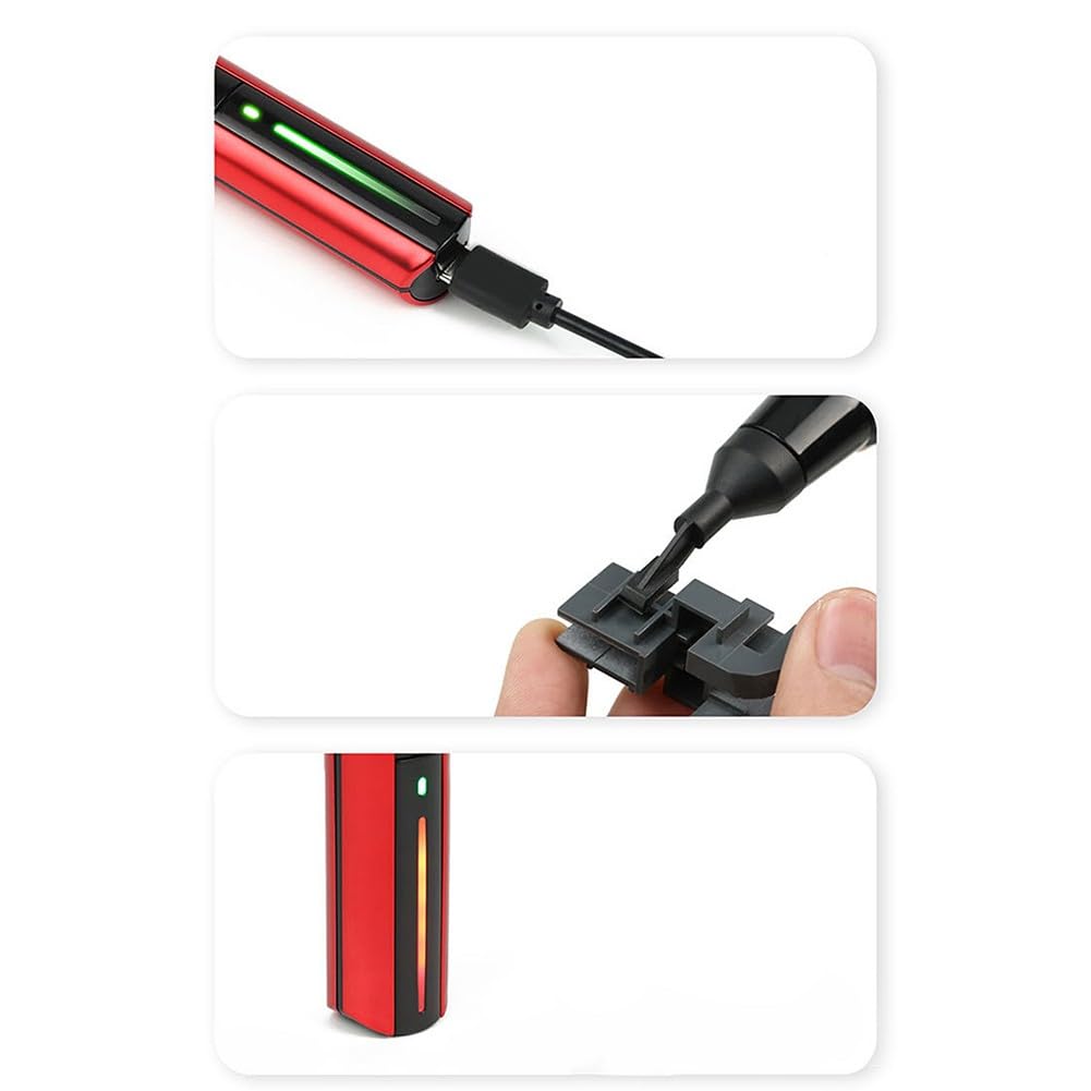 Juego de mini lijadora recíproca con 8 puntas de nailon, 3 velocidades ajustables 2800-3600 CPM, para moler y pulir madera y manualidades, color rojo