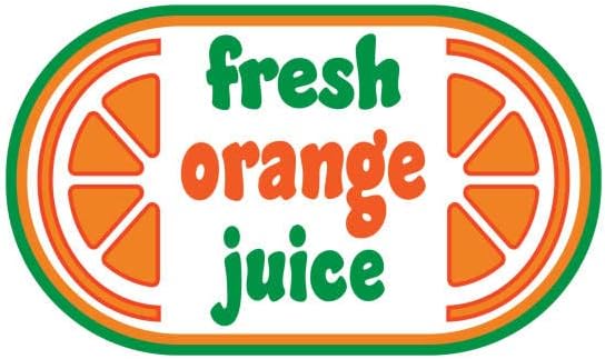 Safety Sign Sticker | Fresh Orange Juice Signage Sticker, PVC Waterproof Sticker