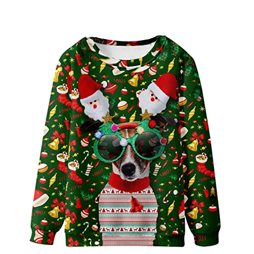 Nzwiluns Ugly Christmas Sweater For Men Fashion 3D Funny Print Crewneck Sweatshirt Novelty 3D Graphic Pullover Sweater Shirt Red #TOP5