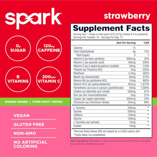 Image of AdvoCare Spark - Energy Drink Mix - Vitamin & Amino Acid Supplement - Supports Energy & Focus - Portable Immune Support - Sugar-Free - Strawberry