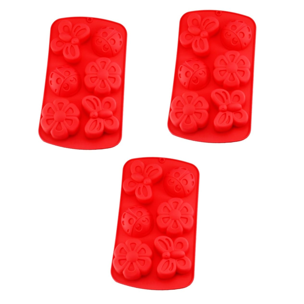 UPKOCH 3pezzi Stampo Silicone Antiscivolo Per Caramelle e Cioccolatini Forma Di Insetti e Fiori Per Soap e Decorazioni Per Torte Casuali Facile Da Pulire e