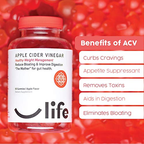 image for Organic Apple Cider Vinegar Gummies 1000mg (with The Mother) by Ulife 