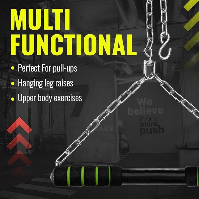 Image of Height Increase Rod For Chinups Hanging Rod For Home /Gym Use For Men Kids Boys Adults Fitted With Heavy Duty Pull Up Bar Chain Sangal (4FT)