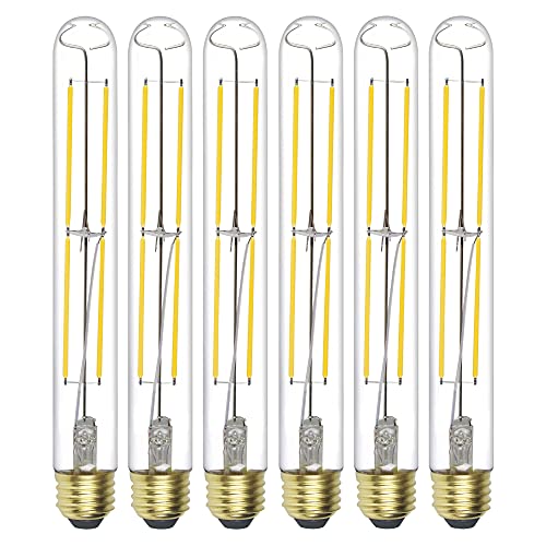 Amdtu 6 Pack Dimmable E26 T10 Led Bulb 60 Watt 2700K, Vintage Bulbs 6W Tubular Led Bulbs 8.9 Inch (225Mm) Ul Listed,T10 Vintage Bulb 6-60 Watt Equivalent,2700K Warm White, 6000Lm, Clear Glass-6 Pack #TOP5