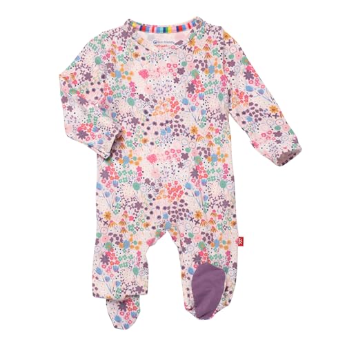 Image of Magnetic Me Girls Modal Magnetic Baby Footie Pajamas | Silky Soft Modal Fabric | Baby Sleepers Available Sizes PRE - 24M