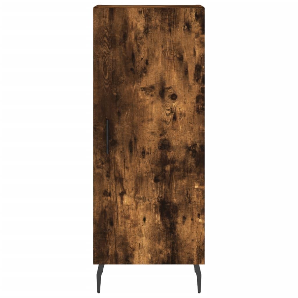 Aparador de madera de roble ahumado 34,5 x 34 x 90 cm, con patas de metal, moderno con 3 compartimentos, robusta cómoda para salón, dormitorio, pasillo