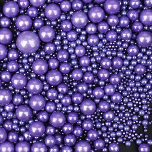 Image of Purple Sprinkles for Cake Decorating, 130g /4.6oz Edible Purple Pearl Sprinkles Mix, Sugar Candy Pearls for Baking, Cookie Decorations and Cupcake Toppings, Wedding Party Halloween Supplies