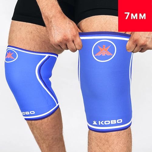 Image of Kobo 7mm Knee Cap Compression Support Knee Sleeves for Powerlifting Gym Squats Running Cycling Sports Jogging Workout Pain Relief (Material: Neoprene & Spandex)