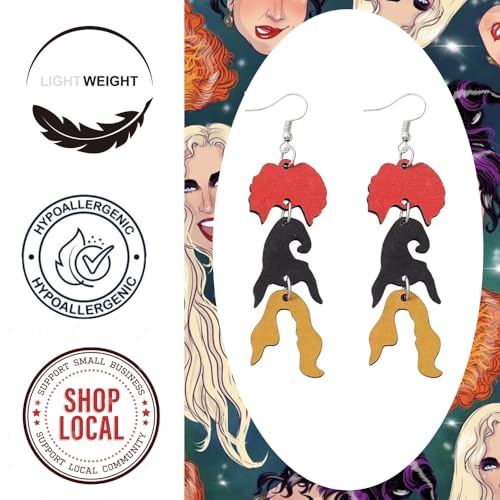 Houcs Pocus Style Drop and Dangle Earrings Hocus Pocus Costume Accessories3