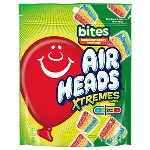 Image of Airheads Candy, Xtremes Bites Sweetly Sour Candy, Rainbow Berry, Non Melting, Large Stand Up Bag, Party, 9 oz (Bulk Pack of 12)