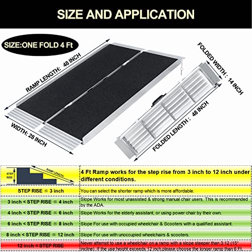 Snapklik.com : 4FT Non-Skid Traction Folding Aluminum Wheelchair Ramp ...