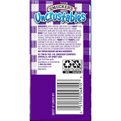 Smucker's Uncrustables Peanut Butter And Grape Jelly Sandwiches, 2 Ounces, 4 Count (Pack Of 1)(Frozen) #TOP2