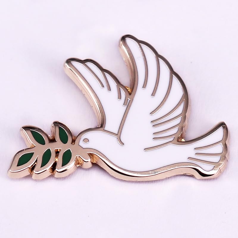 Image of Dove Of Peace Enamel Pin Pigeons carrying olive branches Badge Brooch For Backpacks