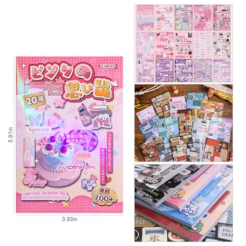 Image of Girl's Japanese Retro Words Sticker Book, 700+ Kawaii Japanese Phrase Stickers, Cute Kanji Kana Quote Stickers Book for DIY Scrapbooking Journaling Handbook Decoration