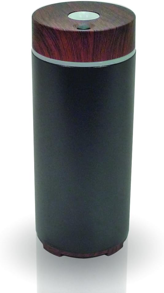 Tasteful Ride Creations' Portable USB Ultrasonic Aromatherapy Essential Oil Diffuser for Car, Home, and Office (Black with Dark Wood Grain)