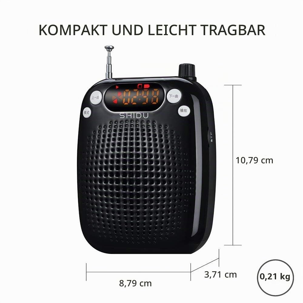 Sprachverstärker Tragbar Stimmverstärker mit Mikrofon Headset Lautsprecher Stimmenverstärker Voice Amplifier Unterstützung MP3-Wiedergabe für Lehrer, Yoga, Reiseleiter Trainer