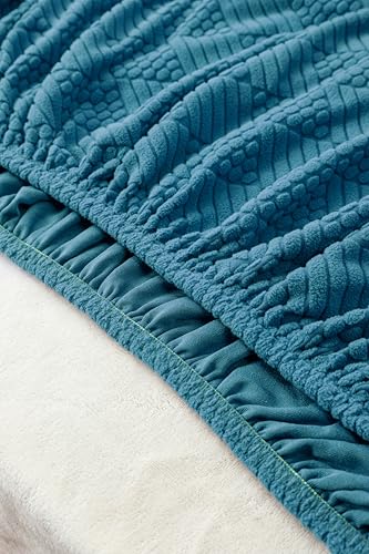 Image of HOMETHREADS Stretchable Lycra /Velvet Headboard Cover | Soft, Dust-Proof & Wrinkle-Resistant Bed Back Protector | Fits Leather, Wooden & Fabric Bedsides | for 6ft to 6.5ft Beds | (Blue,175x65cm)