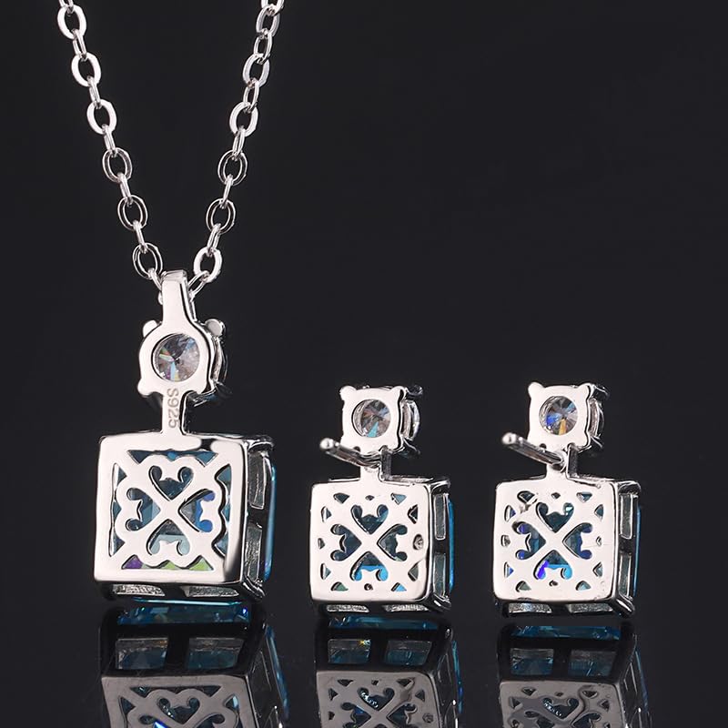 Conjuntos de joyas de boda para novias, damas de honor, collar con colgante de plata de ley 925, aretes de gota de imitación de circonita cúbica para mujer, accesorios de disfraz de graduación