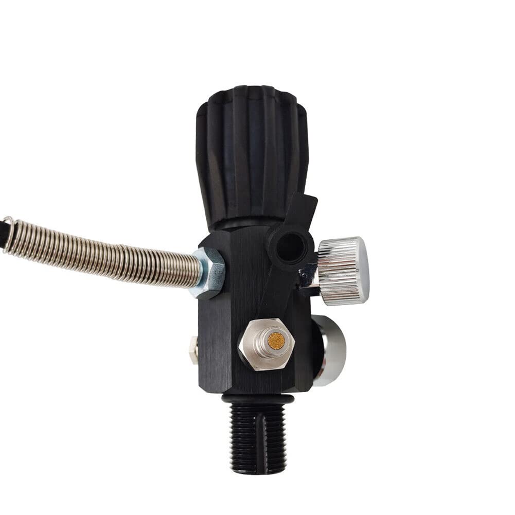 PCP/SCUBA Tank Fill Valve Adapter With Gauge & Hose - CGA320 To 8mm For Air Rifles, Paintball