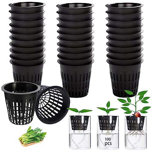 Naturezhen - Naturezhen 100 Pack Garden Slotted Mesh Net Cups, 2" Round Hydroponic Net Pots Cups, Wide Lip Bucket Basket for Hydroponics for Hydroponics & Aquaponics, Indoor and Outdoor Plant Growth, Multi-Purpose