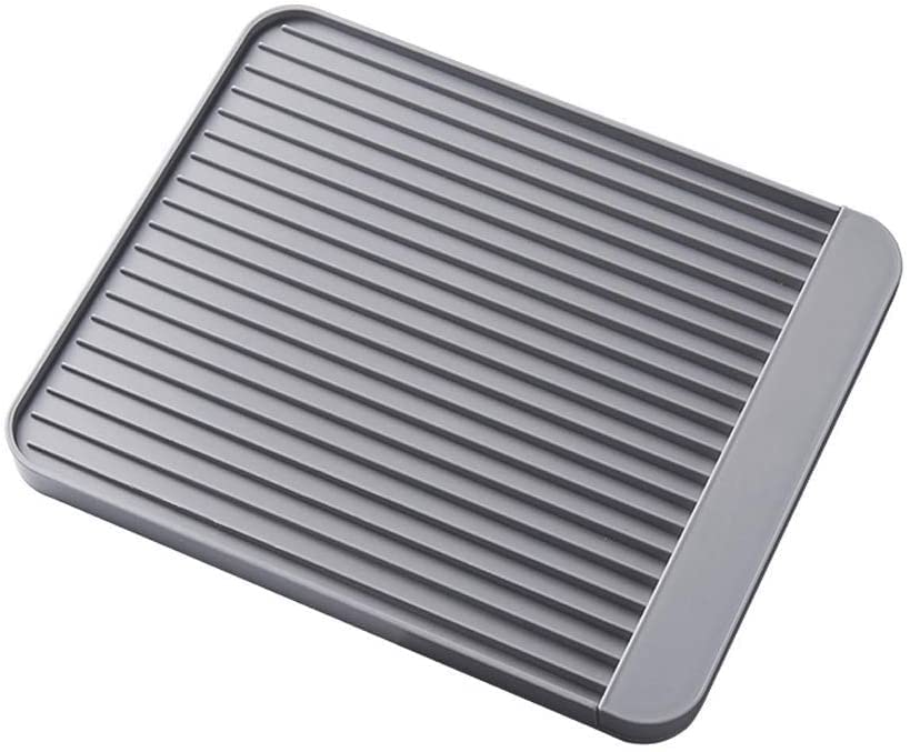 Organizador de Cocina y Almacenamiento, escurridor de Barro de diatomeas, escurridor de Platos, diseño cóncavo y Convexo, Bandeja de Drenaje para Panel de Secado (Color: Gris) Deco