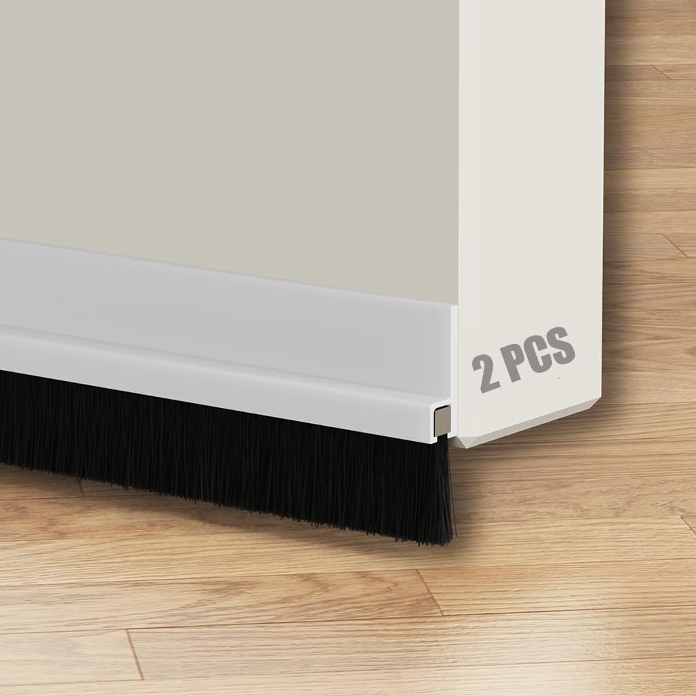 FFPMYF 2PCS Bürstendichtung Türleiste mit Bürste selbstklebend 4 x 100cm Türbodendichtung（Weiß）