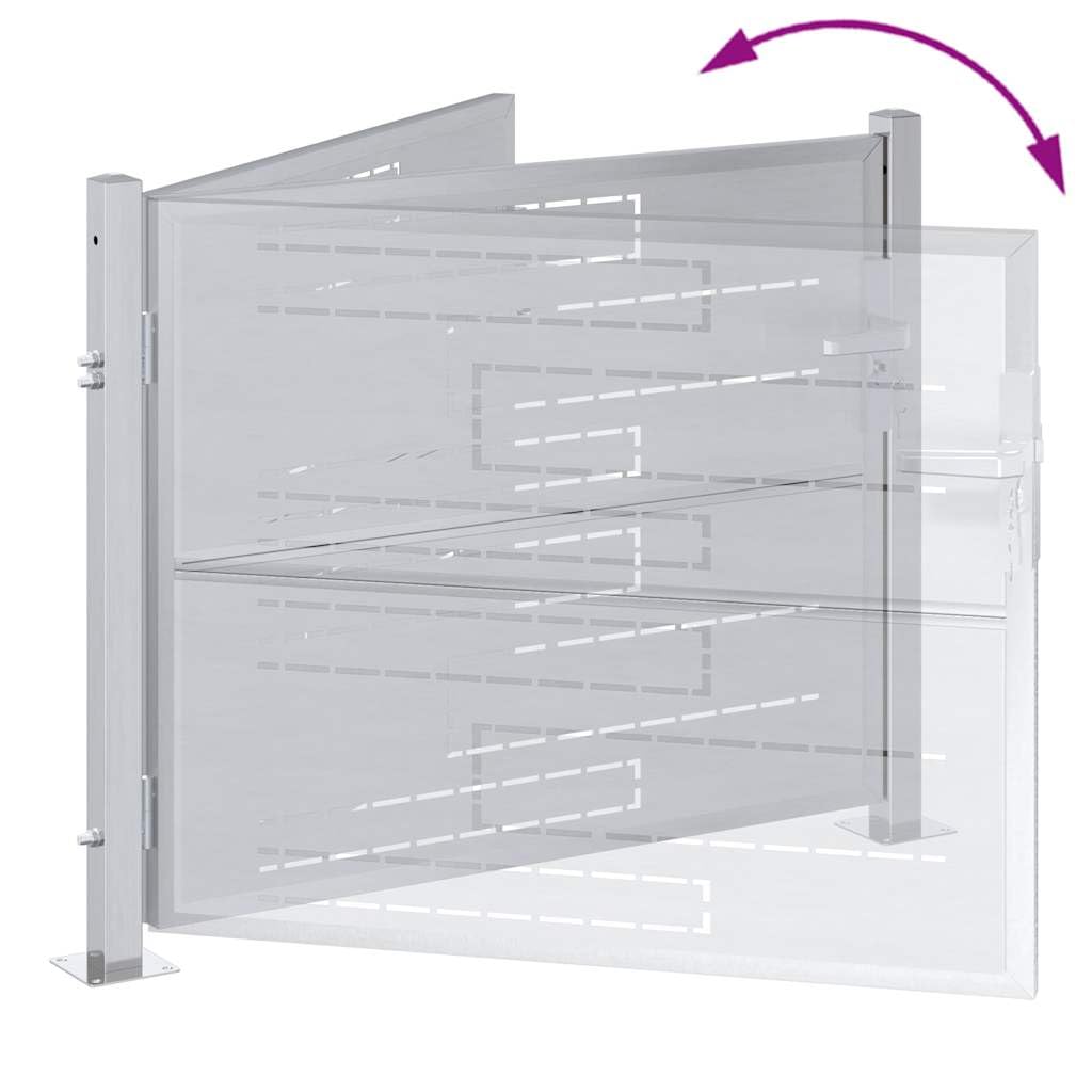 vidaXL Porte de Jardin Argenté 85 x 70 cm Acier Inoxydable, Jardin et terrasse, Portail rectangulaire Moderne, entrée sécurisée, barrière résistante aux intempéries, accès Classique