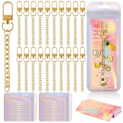 Image of Wurosi 20 Pcs Metal Keychain Making Kit, Bag Charm Chains,Gold