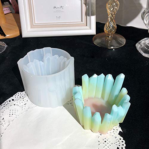 Resinworld 2 Pack Crystal Cluster Tea Light Candle Holder Mold, Candle Holder Silicone Mold For Resin, Silicone Mold For Candle Holder Jewelry Trinket Dish/Holder #TOP6