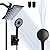 Airlex Shower Head 8'' Rain Shower Head with Handheld Spary, High Pressure Rainfall Showerhead and 4 Modes Handheld Shower Heads Built-in Power Wash with 71 Inch Stainless Steel Hose, Matte Black