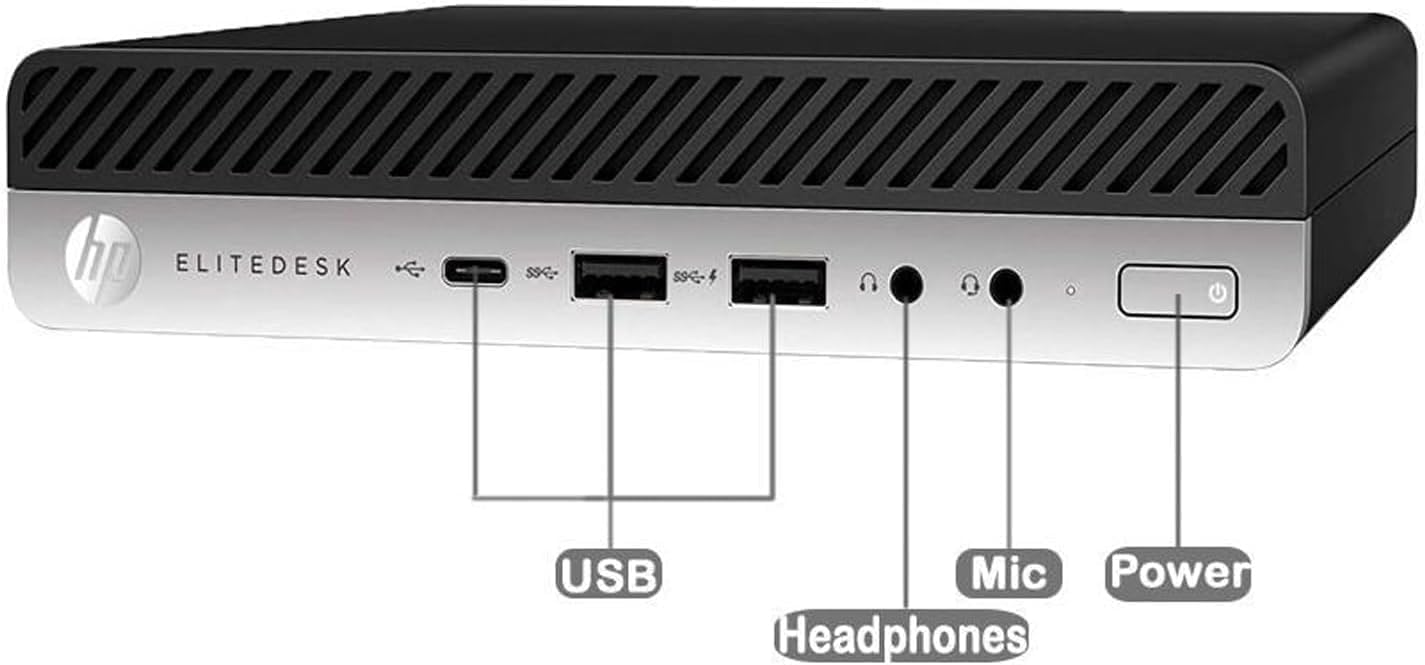 HP ProDesk 600 G3 Mini Desktop Computer PC, Intel Core i3-6100T, 16 GB RAM, 512 GB SSD, WiFi, Bluetooth, tastiera US, Windows 11 Pro (ricondizionato)