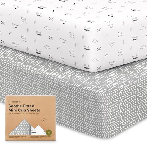 Image of 2-Pack Mini Crib Sheets Fitted, 38x26 Pack N Play Mattress Sheets (Nordic) | Organic Cotton Sheets for Pack and Play Mattress, Soft, Breathable Playard Bedding Sheet, Mini Toddler Bed Cover, Boys, Girls